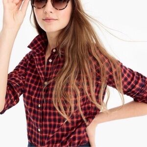 J. Crew Red and Black Plaid Button-Down Shirt